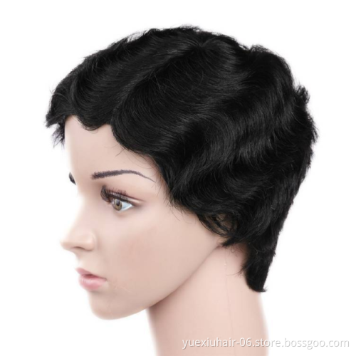 Wholesale Pixie Cut Human Hair Wigs, Pixie Cut Short Wig, Finger Wave Wig